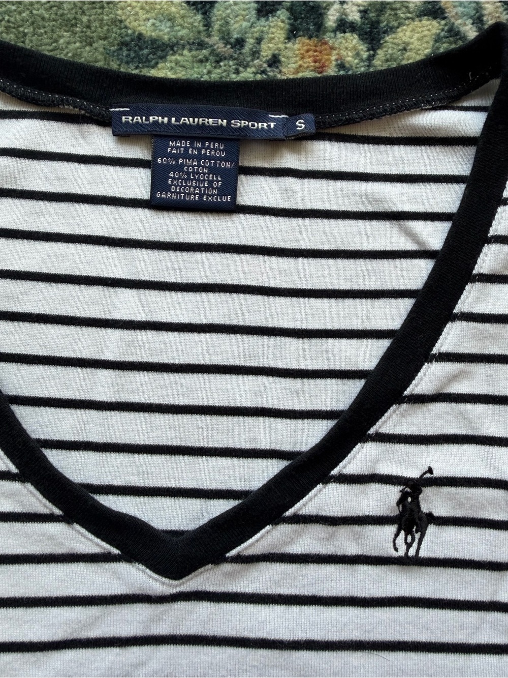 Ralph Lauren Sport V-Neck Black/white Tank Top, Size Small, Stretchy, Nautical - Picture 2 of 6